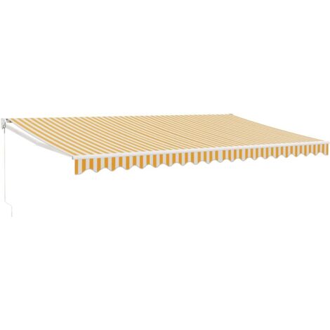 vidaXL Tenda Sole Retrattile Gialla e Bianca 5x3 m Tessuto e Alluminio