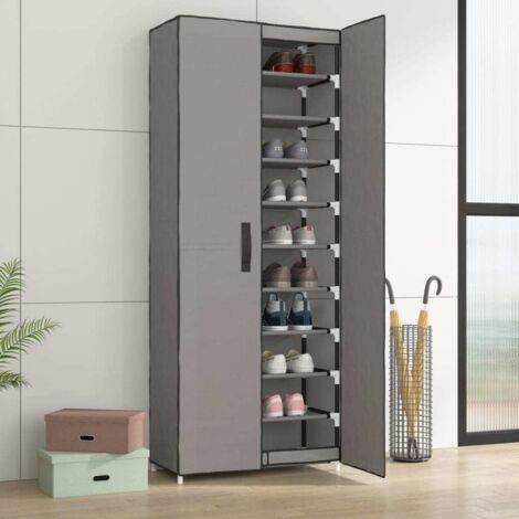 Scarpiera Grigia 60x30x166 cm Tessuto vidaXL