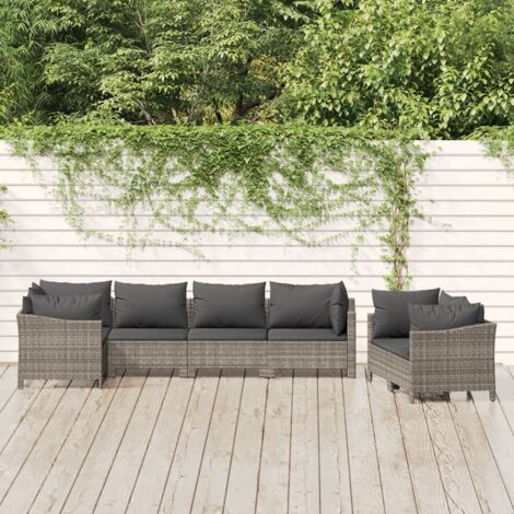 vidaXL Set Divani da Giardino 7 pz con Cuscini in Polyrattan Grigio (1/5)
