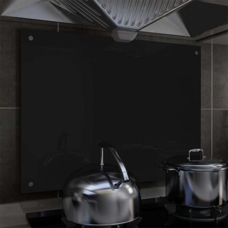 vidaXL Paraschizzi per Cucina Nero 80x60 cm in Vetro Temperato