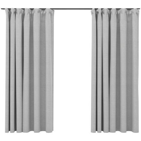 vidaXL Tende Oscuranti con Ganci Effetto Lino 2 pz Grigie 140x175 cm