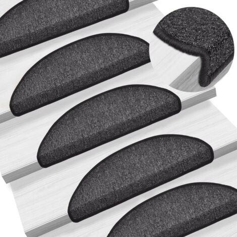 vidaXL Tappetini per scale 10 pz 56x17x3 cm Antracite Semicircolari