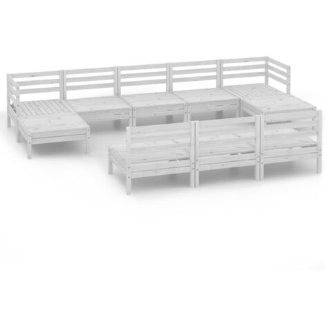 vidaXL Set Salotto da Giardino 10 pz in Legno Massello di Pino Bianco (1/5)