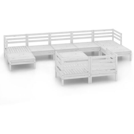 vidaXL Set Salotto da Giardino 10 pz in Legno Massello di Pino Bianco (1/5)