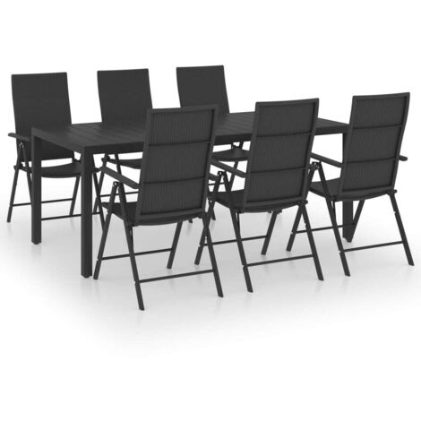 vidaXL Set da Pranzo da Giardino 7 pz Nero (1/5)