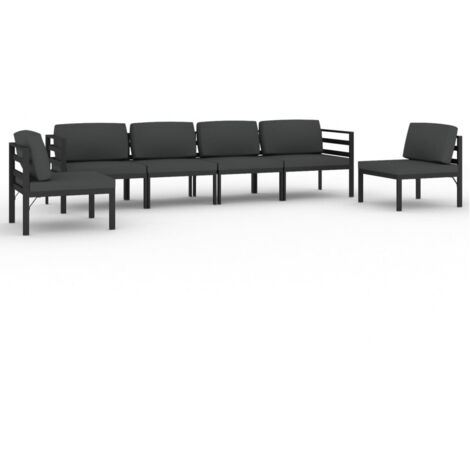 vidaXL Set Divani da Giardino 6 pz con Cuscini in Alluminio Antracite (1/5)