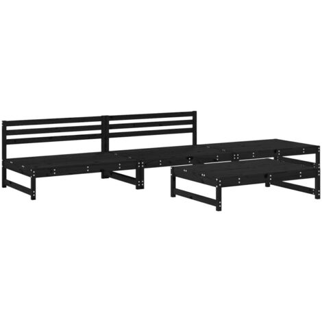 vidaXL Set Salotto da Giardino 4 pz Nero in Legno Massello di Pino