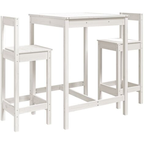 vidaXL Set Bar da Giardino 3 pz Bianco in Legno Massello di Pino