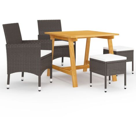 vidaXL Set Mobili da Pranzo per Giardino 5 pz Marrone (1/5)