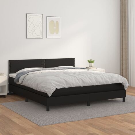 vidaXL Giroletto a Molle con Materasso Nero 180x200 cm in Similpelle