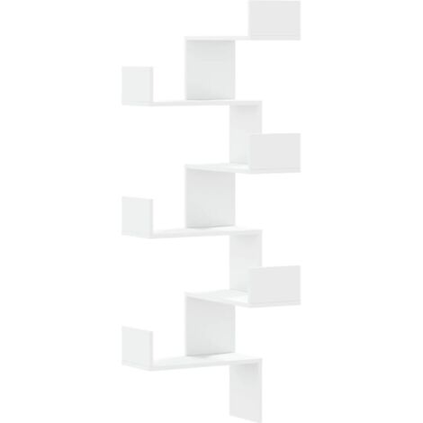 vidaXL Scaffale Angolare Muro Bianco 45x45x147 cm Legno Multistrato