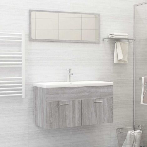 vidaXL Set Mobili da Bagno 2 pz Grigio Sonoma in Legno Multistrato