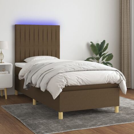 Letto a Molle Materasso e LED Marrone Scuro 80x200cm in Tessuto vidaXL (1/5)