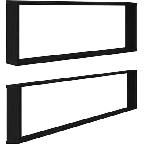 vidaXL Mensole Parete Cubo 2 pz Rovere Nero 100x15x30 cm Multistrato