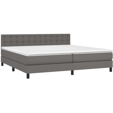 vidaXL Giroletto a Molle con Materasso Grgio 200x200 cm in Similpelle