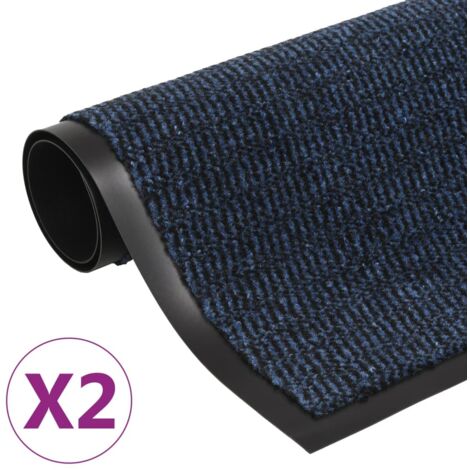 vidaXL Tappeti Antipolvere 2 pz Rettangolari Trapuntati 40x60 cm Blu