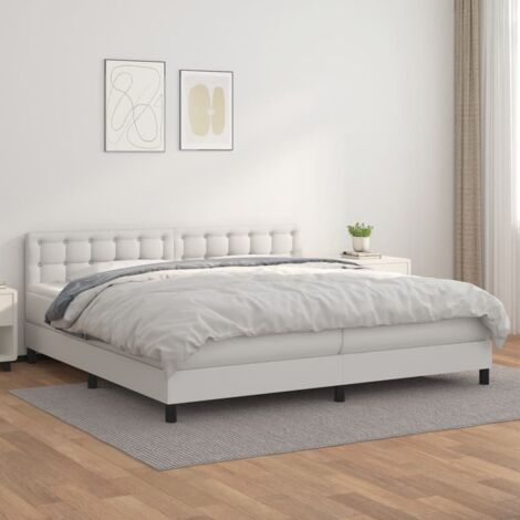 vidaXL Giroletto a Molle con Materasso Bianco 200x200cm in Similpelle