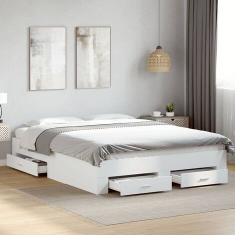 Giroletto con Cassetti Bianco 150x200 cm in Legno Multistrato vidaXL