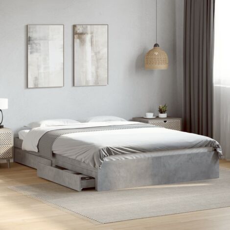 vidaXL Giroletto Cassetti Grigio Cemento 150x200 cm Legno Multistrato