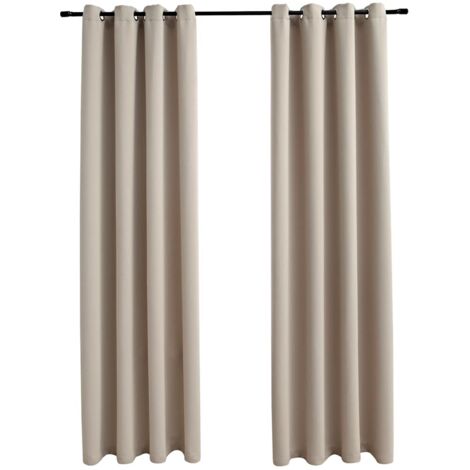 vidaXL Tende Oscuranti con Anelli in Metallo 2 pz Beige 140x225 cm