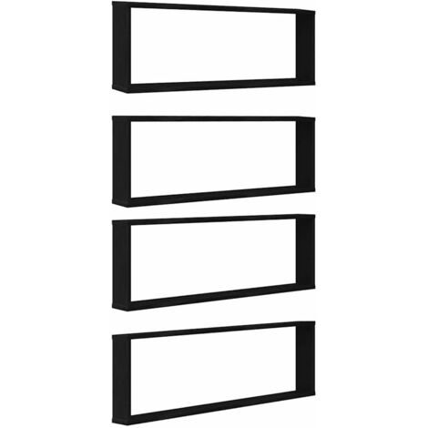 vidaXL Mensole Parete Cubo 4 pz Rovere Nero 100x15x30 cm Multistrato