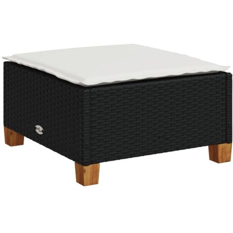 vidaXL Sgabello Giardino con Cuscino Nero 63,5x56x32 cm in Polyrattan