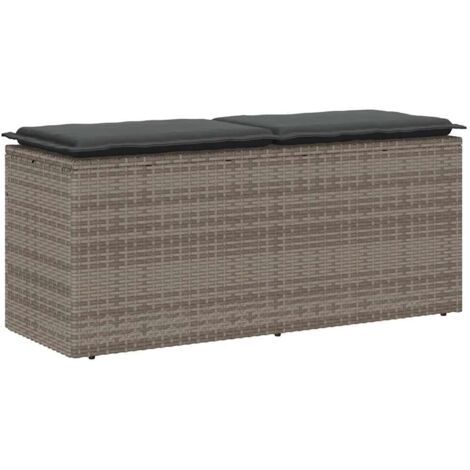 vidaXL Panca da Giardino con Cuscino Grigio 110x40x44 cm in Polyrattan