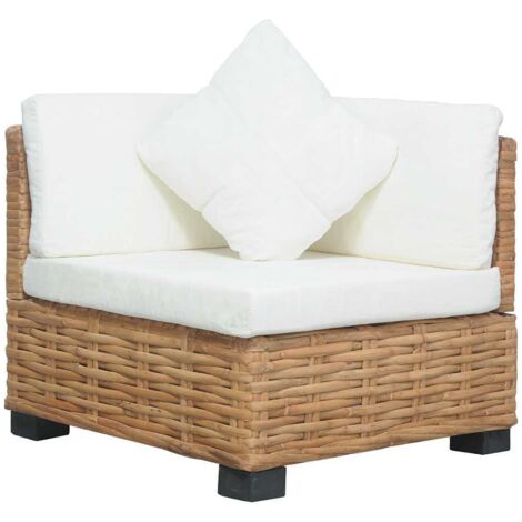 vidaXL Divano Angolare con Cuscini in Rattan Naturale