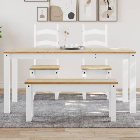 vidaXL Tavolo da Pranzo Panama Bianco 160x80x75 cm Legno Massello Pino