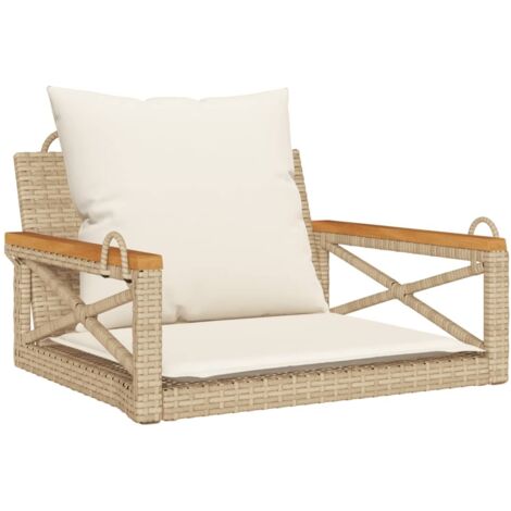 vidaXL Panchina a Dondolo con Cuscini Beige 63x62x40 cm in