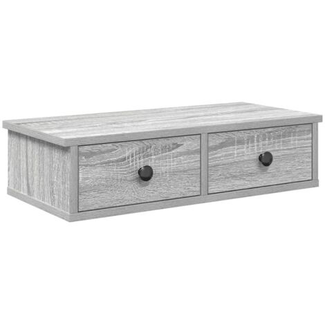 vidaXL Scaffale a Parete con Cassetti Grigio 60x28x15 cm in Truciolato (1/5)