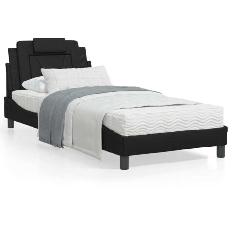 vidaXL Letto Viana con Materasso Nero 90x200 cm in Similpelle (1/5)