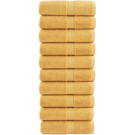 vidaXL Asciugamani Ospiti SOLUND 10 pz Oro 30x50 cm 600gsm