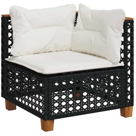 vidaXL Divano Angolare da Giardino con Cuscini Nero in Polyrattan