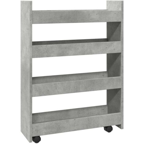 vidaXL Carrello Stretto a 4 Livelli Grigio Cemento in Truciolato