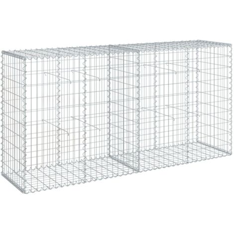vidaXL Cesto Gabbione con Copertura 200x50x100 cm in Ferro Zincato