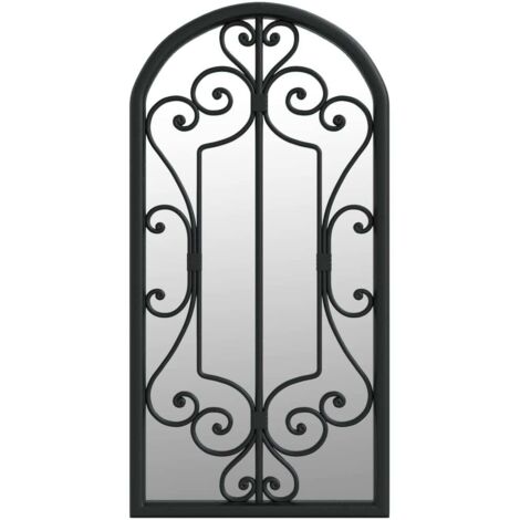 vidaXL Specchio da Giardino Nero 70x30 cm in Ferro per Uso Esterno