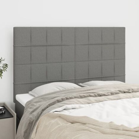 vidaXL Testiera Grigio Scuro 144x5x118/128 cm Tessuto