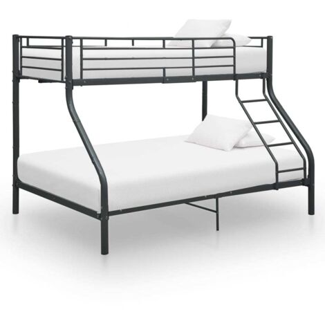 vidaXL Letto a Castello Nero in Metallo 140x200 cm/90x200 cm