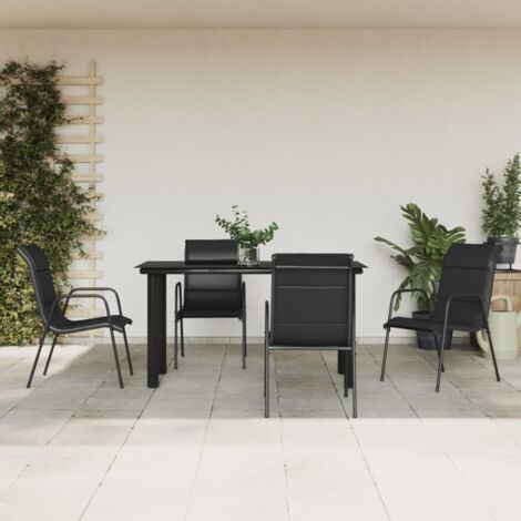 vidaXL Set da Pranzo da Giardino 5 pz Nero in Acciaio e Textilene (1/5)