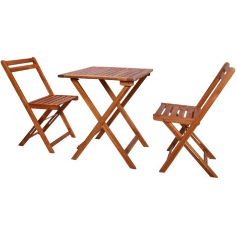 Set da Bistrot 3 pz Pieghevole in Legno Massello di Acacia