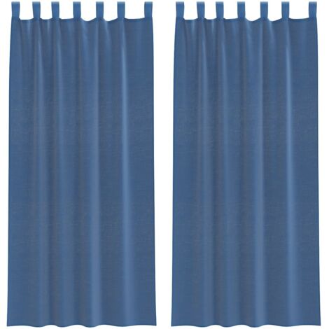 vidaXL Tende in Voile con Tasche per Aste 2 pz Blu Reale (1/5)