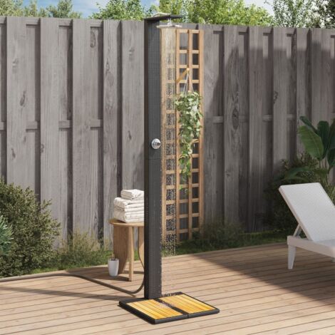 vidaXL Doccia da Esterno Nera 50x55x224cm in Polyrattan e Legno Acacia