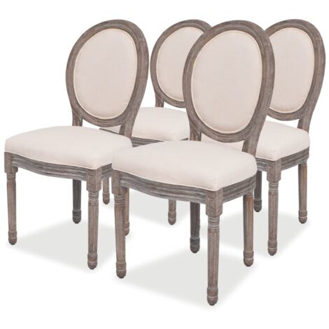 vidaXL Sedie da Pranzo 4 pz Crema in Tessuto