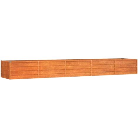 vidaXL Letto Rialzato da Giardino Ruggine 400x80x45 cm Acciaio Corten