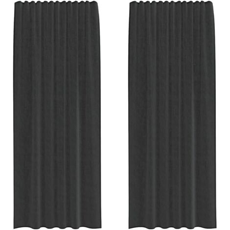 vidaXL Tende in Voile con Tasche per Aste 2 pz Nero