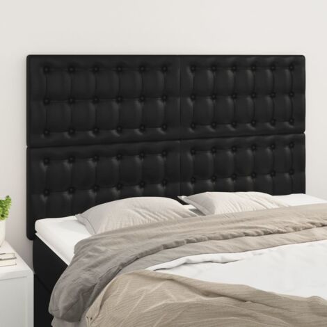 vidaXL Testiera Nera 144x5x118/128 cm in Similpelle