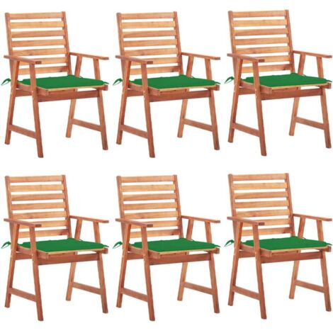 Sedie da Pranzo da Esterni con Cuscini 6 pz Massello di Acacia vidaXL