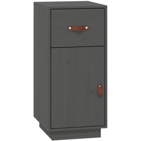 vidaXL Credenza Grigia 34x40x75 cm in Legno Massello di Pino