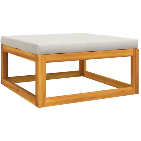 vidaXL Poggiapiedi Giardino con Cuscino Grigio Chiaro Massello Acacia (1/5)